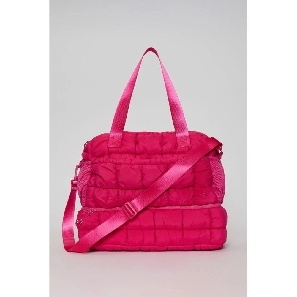 Fabletics The Essential Puff Gym Bag Pink Crush Quilted Puffer Tote